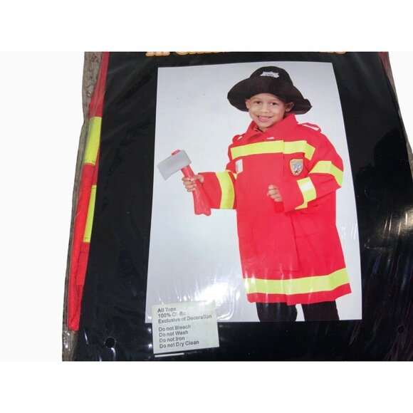 Childs Fireman Costume Outfit W/ Hat and Accessory Halloween Dress-Up - Picture 2 of 8